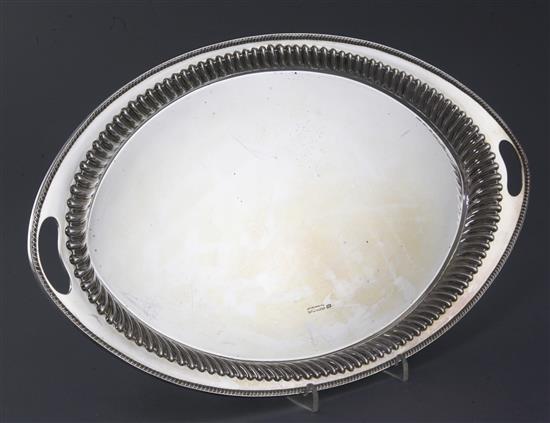 A Victorian silver oval tray by Harrison Brothers and Howson, 29.5 oz.